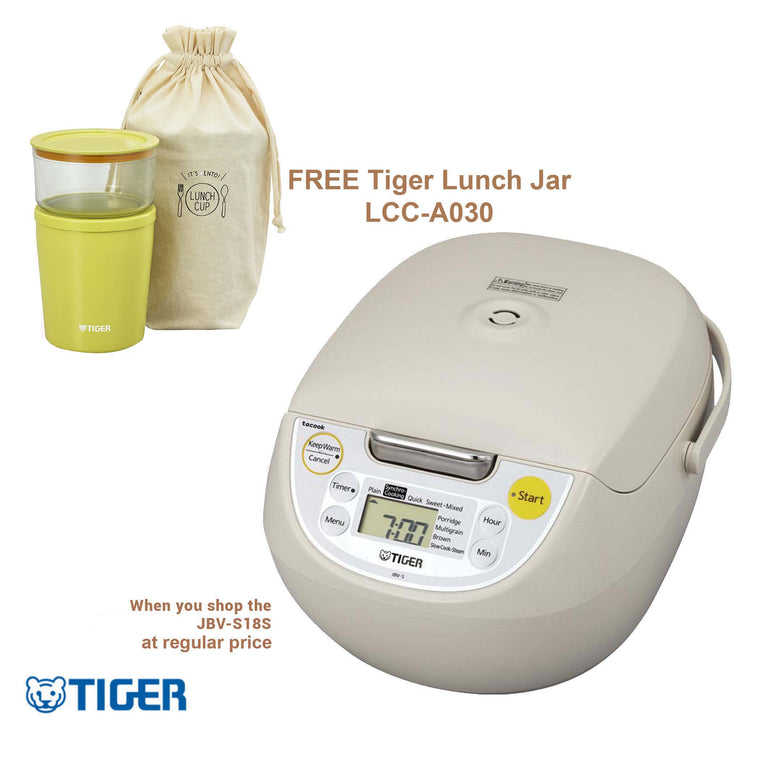 Microcomputer Controlled Rice Cooker JBV-S18S with free Tiger Lunch Jar LCC-A030